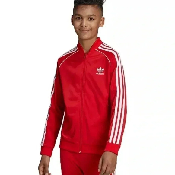 Adidas Originals Youth Size‎ XL 15-16 Track Jacket Red Trefoil Logo Full zip
